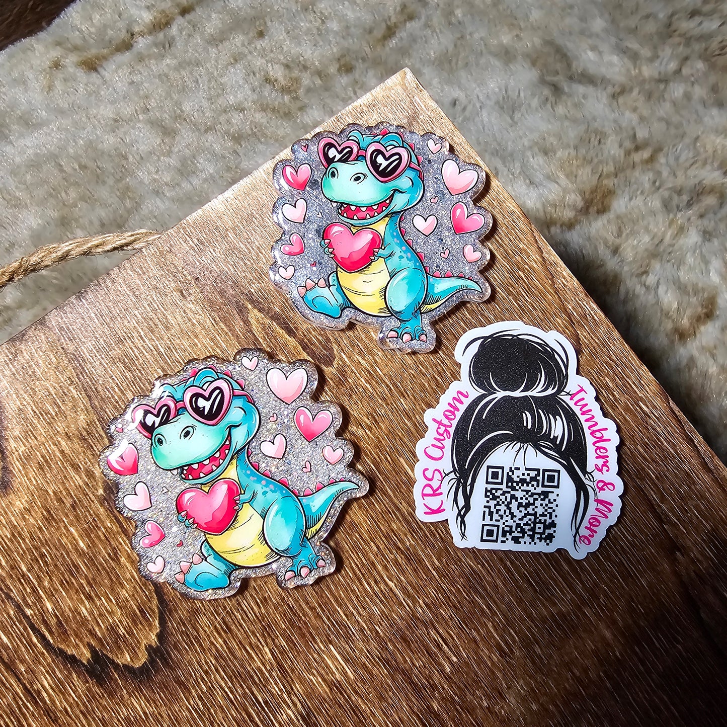 RTS Badge Reels - Valentine Dinosaur