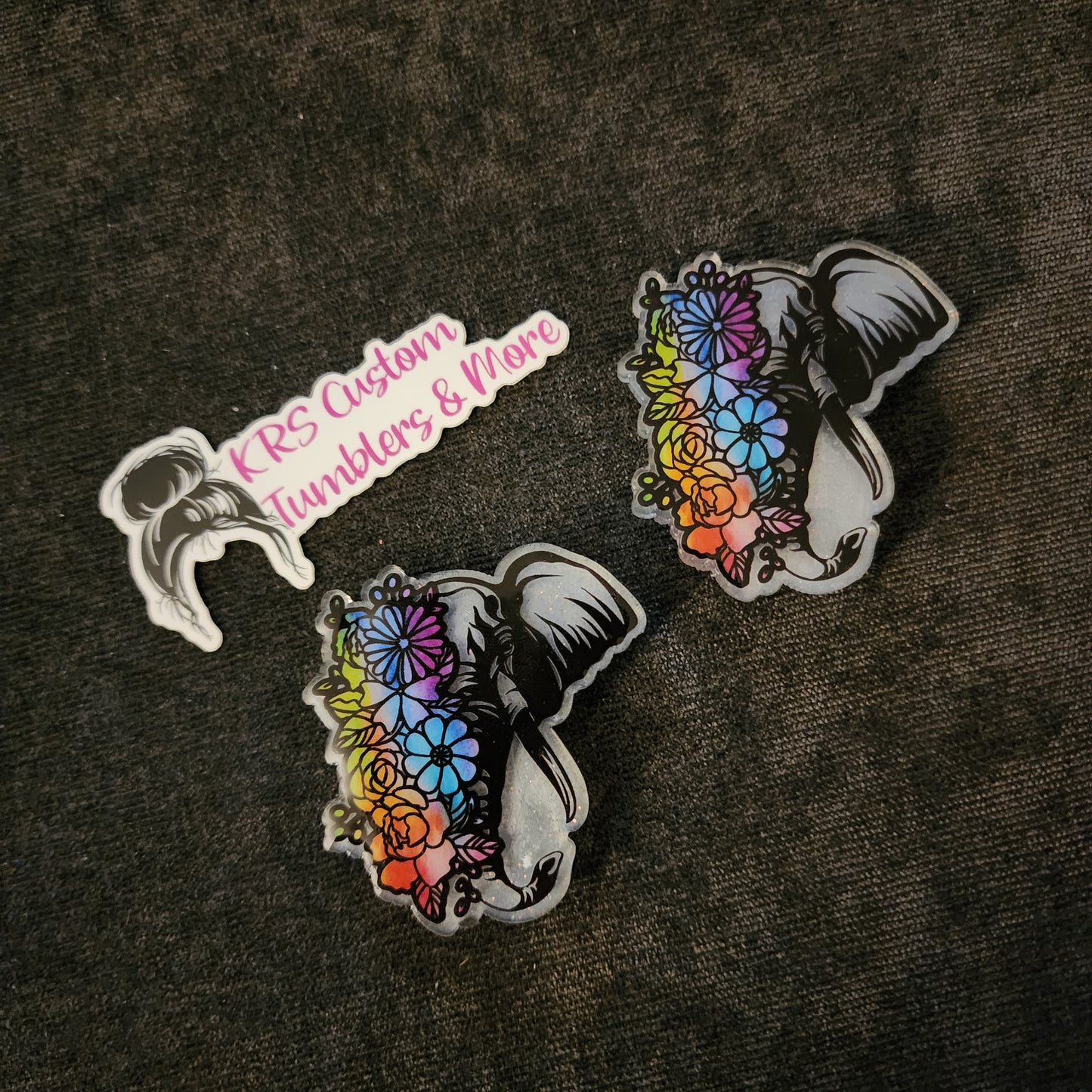 RTS Badge Reels - Floral Elephant