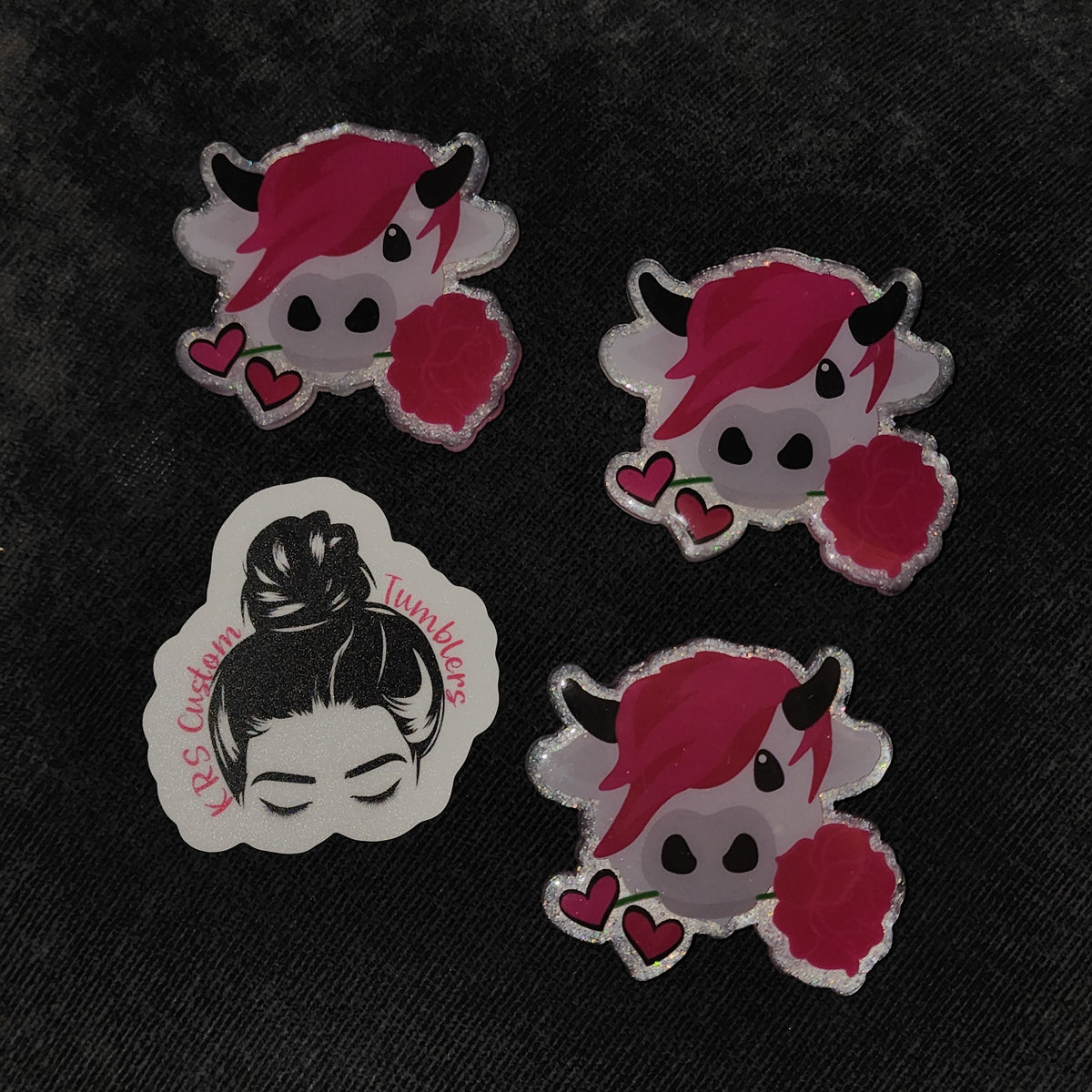RTS Badge Reels - Highland Cow Rose Badge Reels