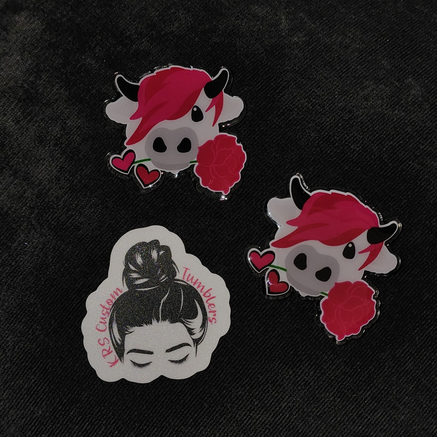 RTS Badge Reels - Highland Cow Rose Badge Reels