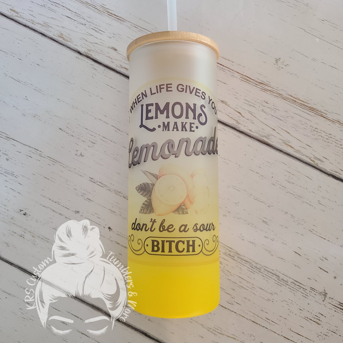 RTS 25oz Yellow Ombre Glass - When Life Gives you Lemons