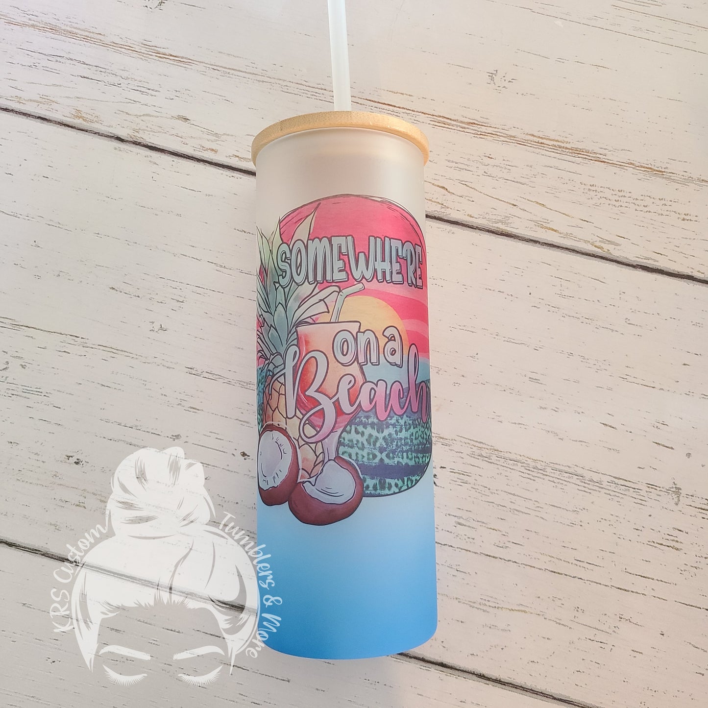 RTS 25oz Blue Ombre Glass - Somewhere on a Beach