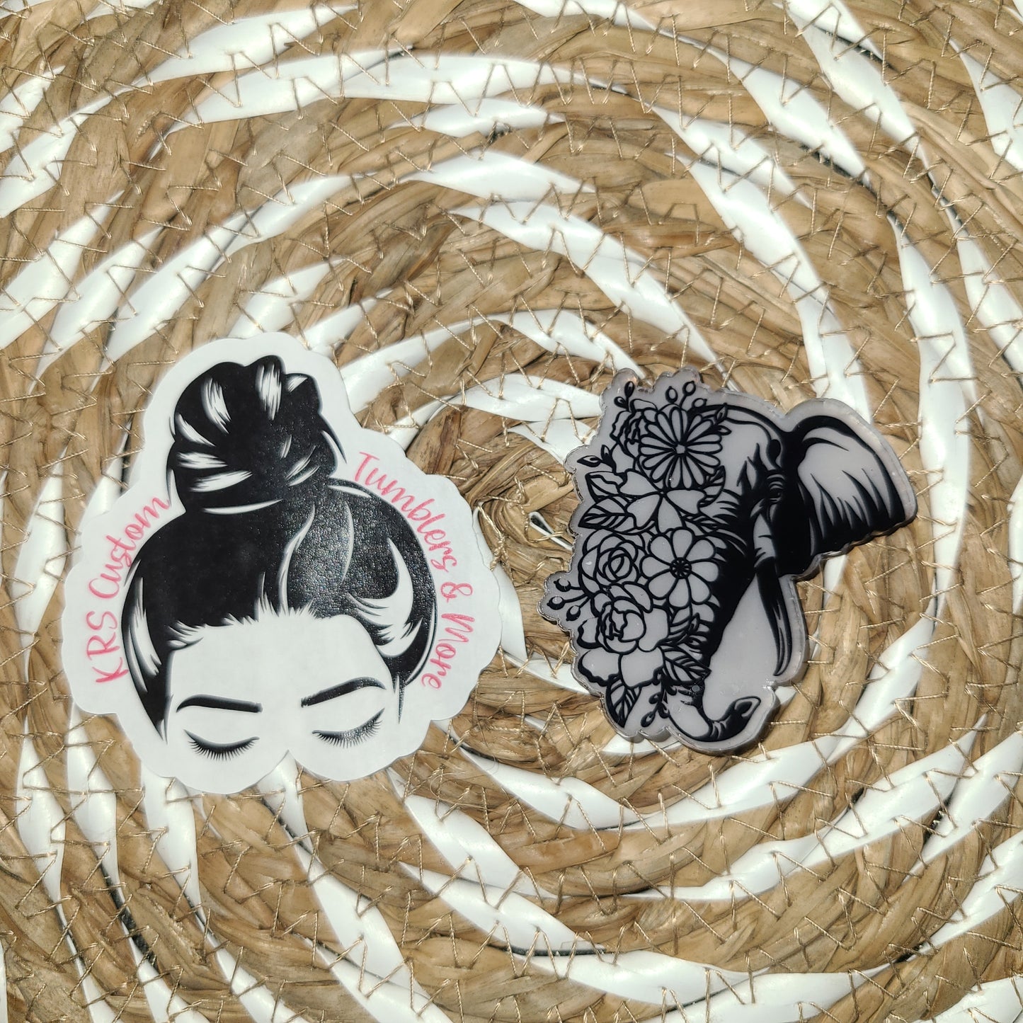 RTS Badge Reels - Floral Elephant