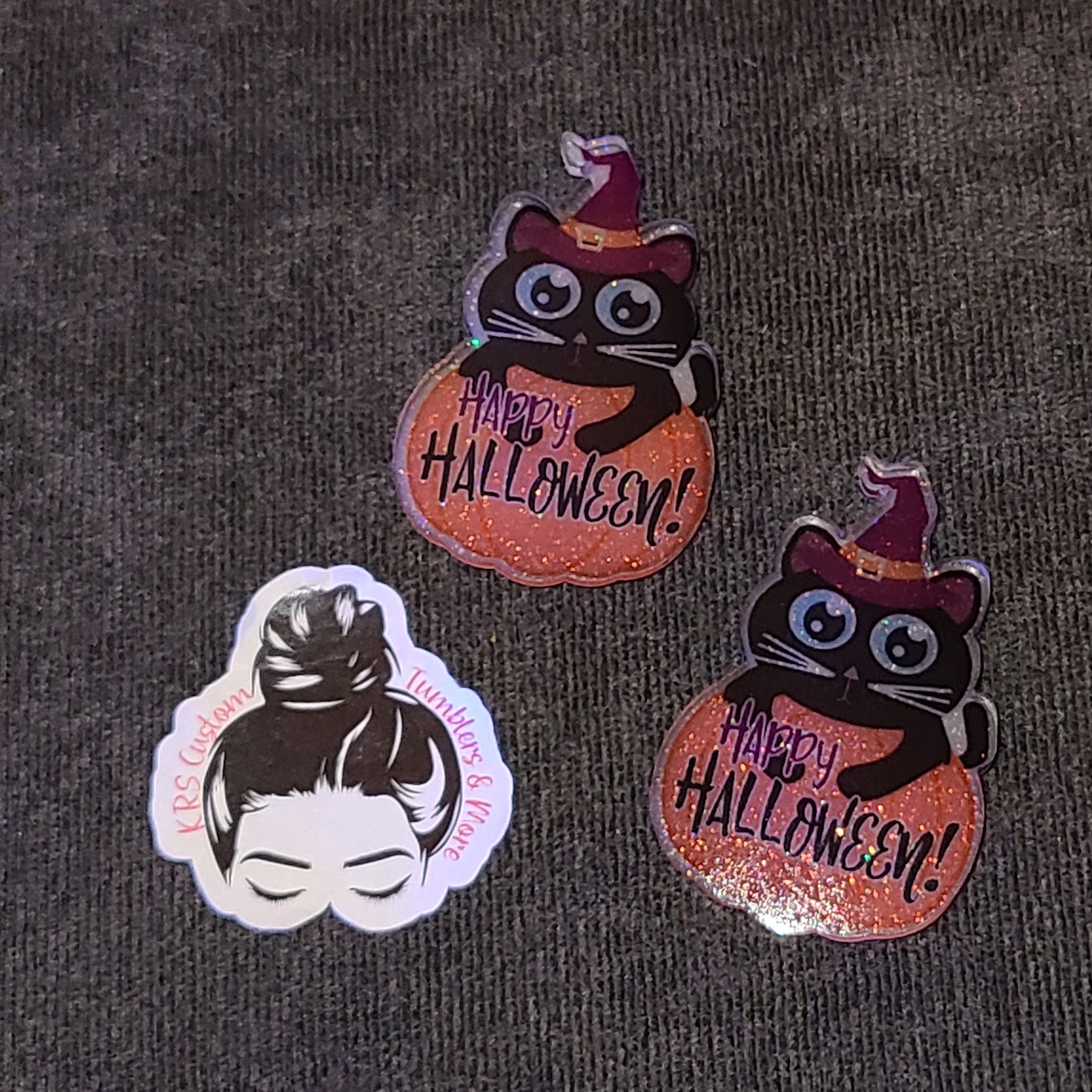 RTS Badge Reels - Happy Halloween Cat in Pumpkin
