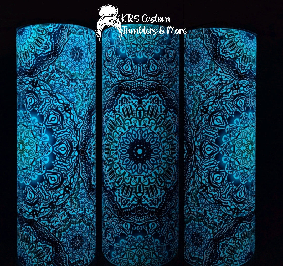 RTS 20oz Glow Blue- Cussing Mandala