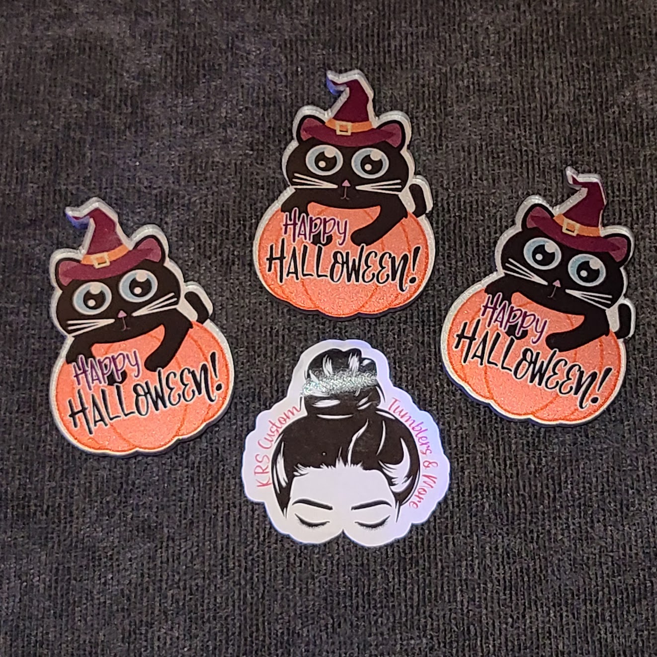 RTS Badge Reels - Happy Halloween Cat in Pumpkin
