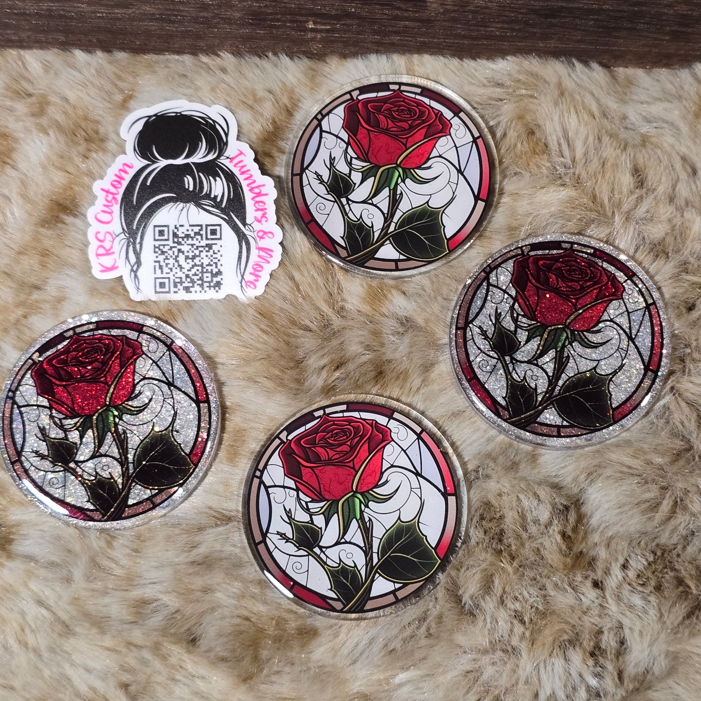 RTS Badge Reels - Rose Stained Glass