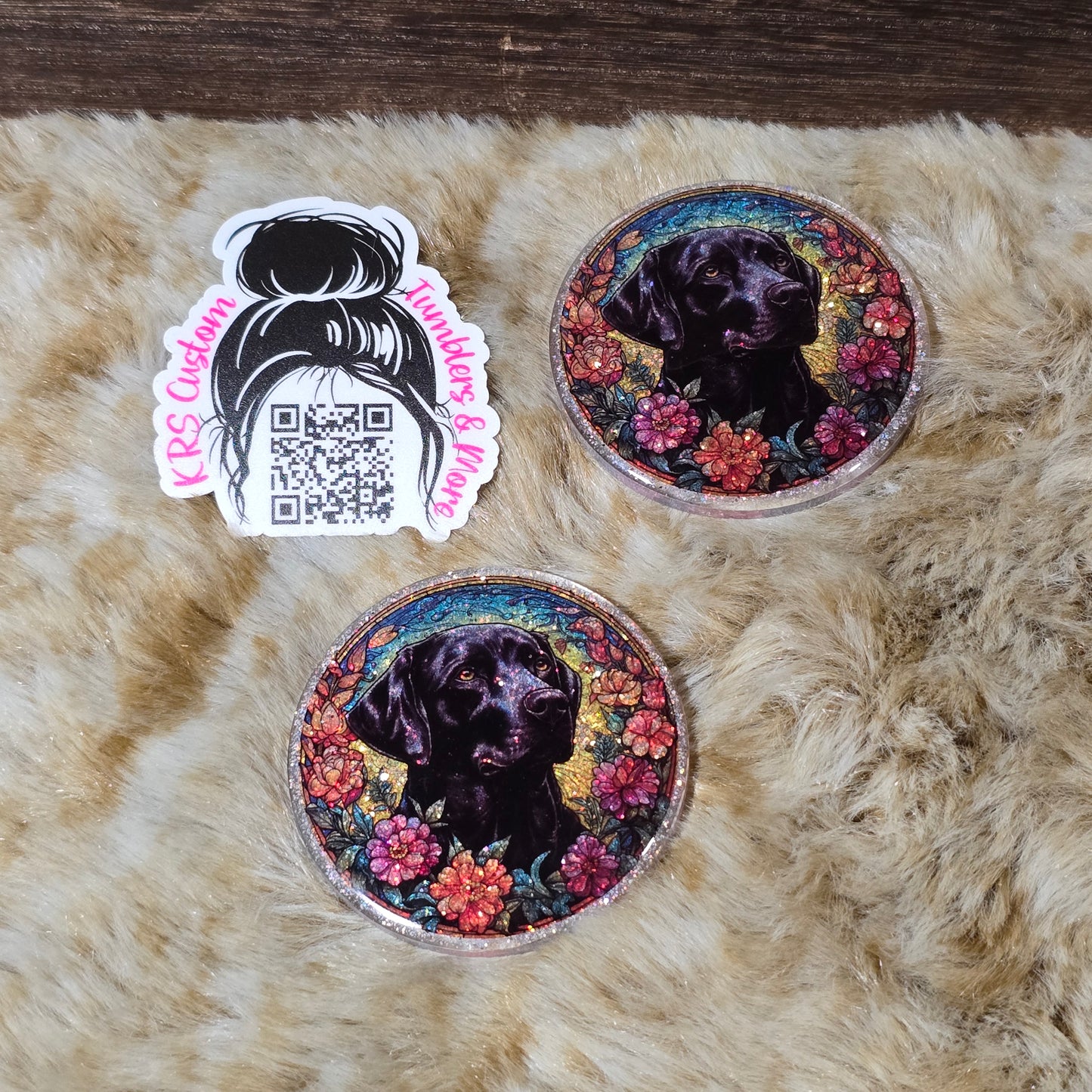 RTS Badge Reels - Black Lab Stained Glass