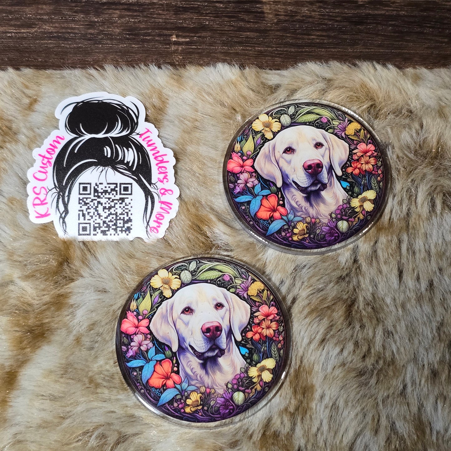 RTS Badge Reels - Yellow Lab Stained Glass