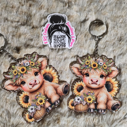 RTS Keychains - Highland w/ Sunflowers