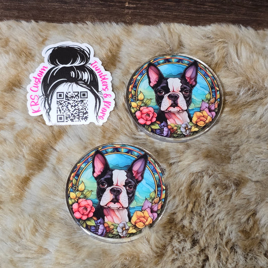 RTS Badge Reels - Boston Terrier Stained Glass