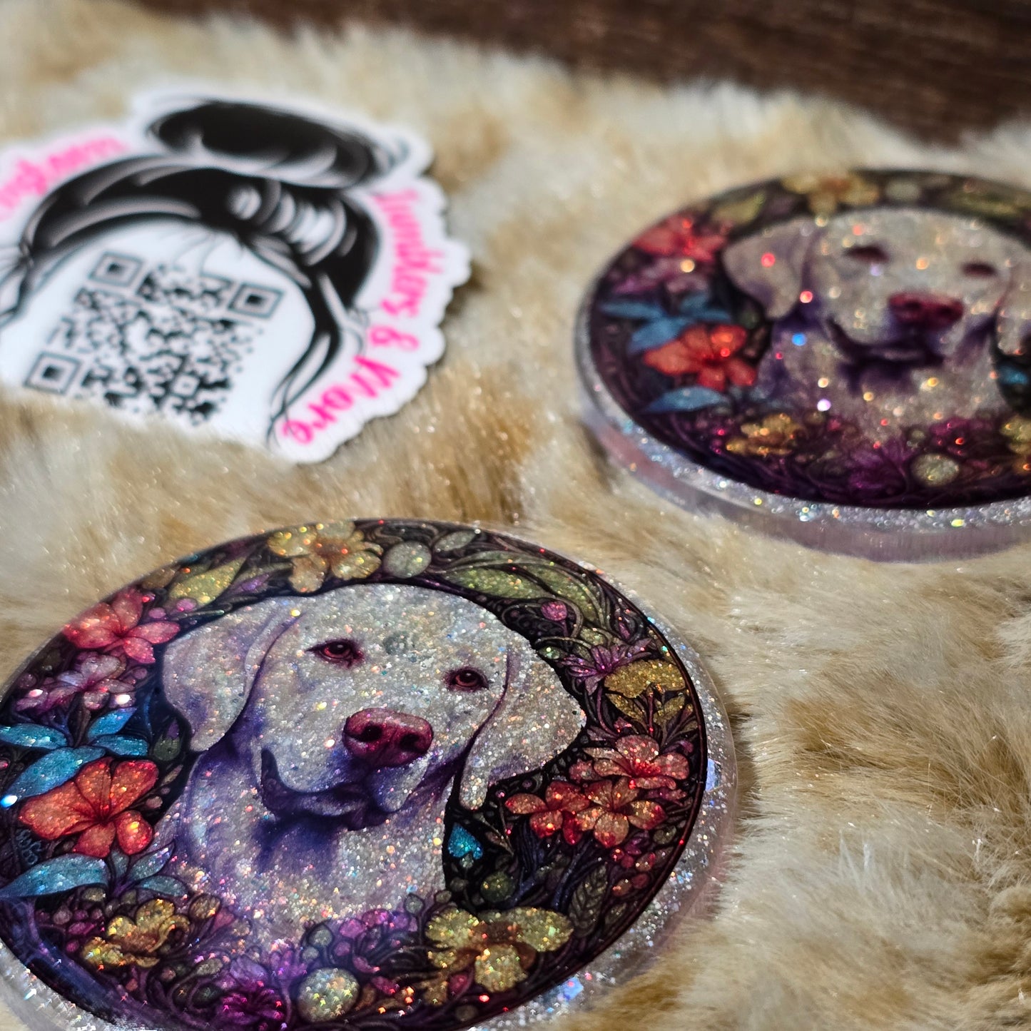 RTS Badge Reels - Yellow Lab Stained Glass