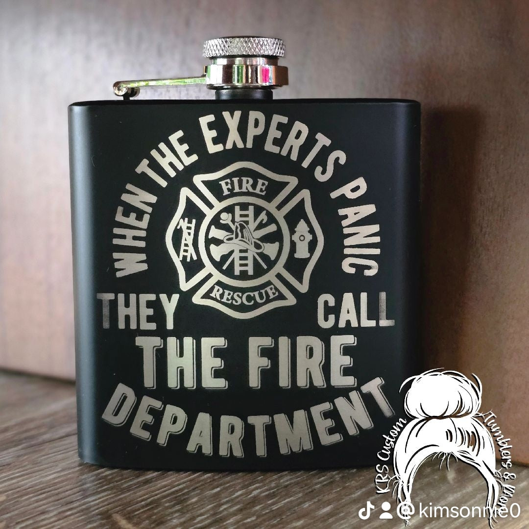 RTS 6oz Flask - Lasered Fire themed