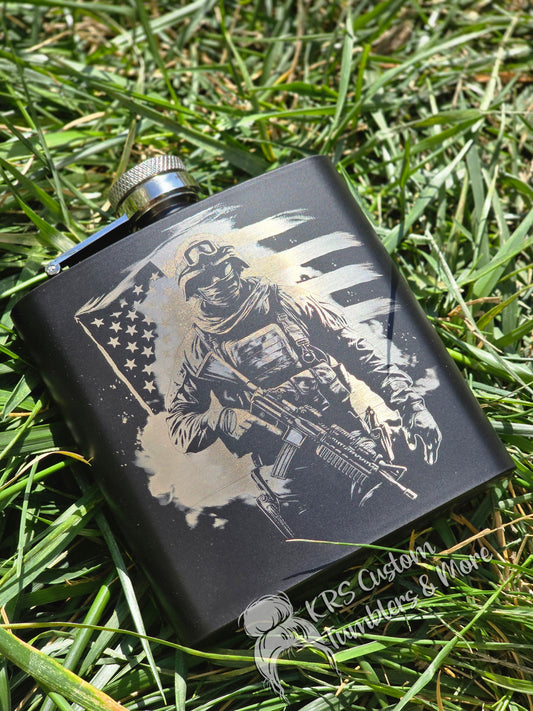 RTS 6oz Flask - Lasered w/ Military