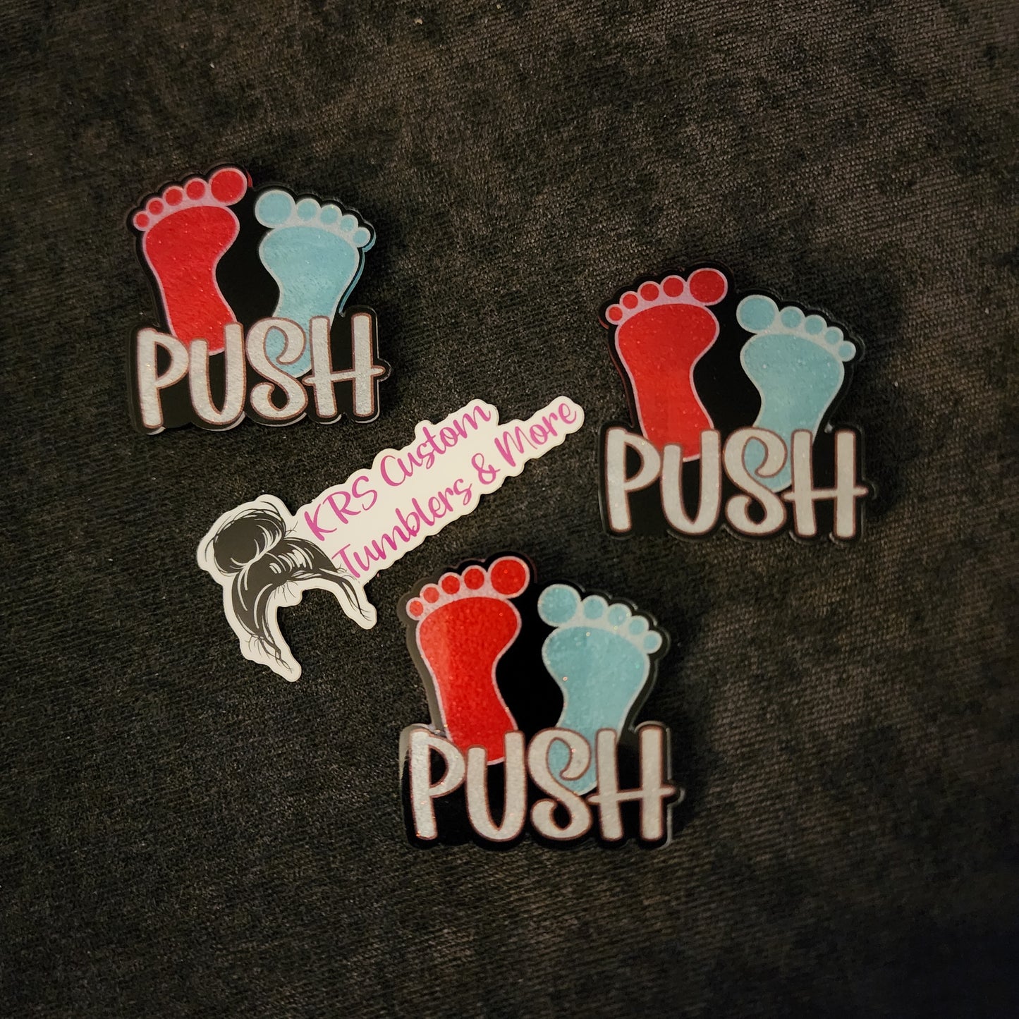 RTS Badge Reels - Baby Feet "Push"