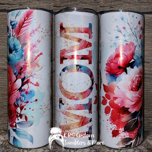 RTS 20oz Holographic - Pink Floral Mom