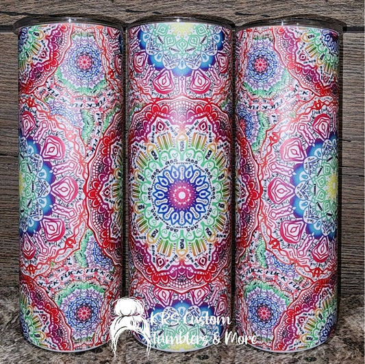 RTS 20oz Glow Blue- Cussing Mandala